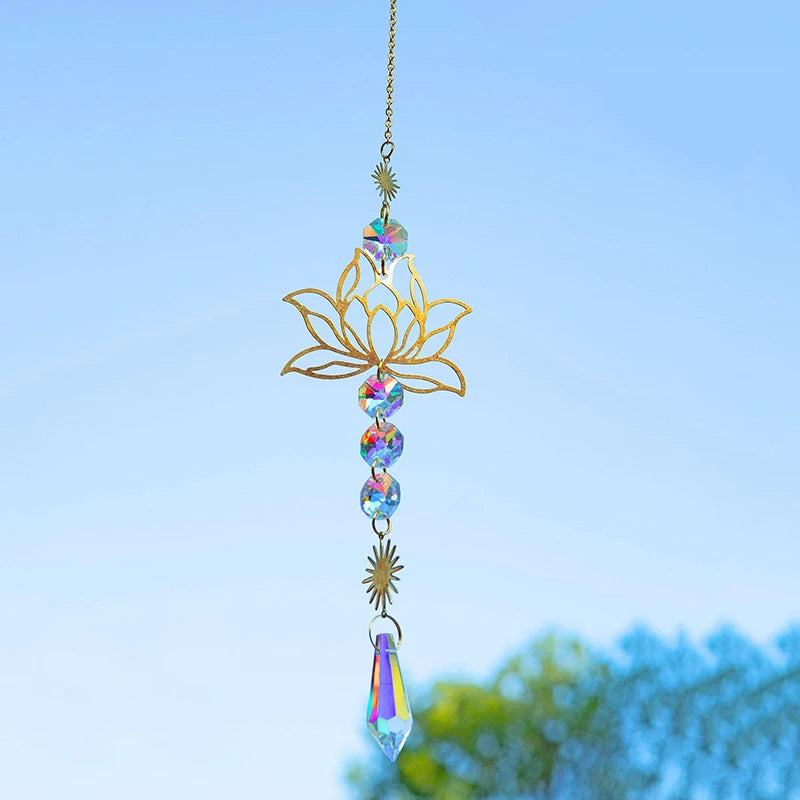 1Pc Metal Lotus and Artificial Crystal Suncatcher Charm - Image 5
