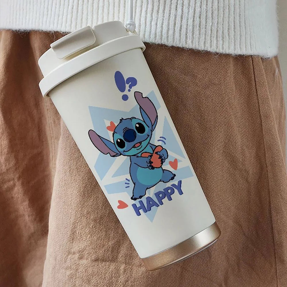 Kawaii Stitch Anime Straw Cup – 600ML Stainless Cartoon Thermos - Image 7