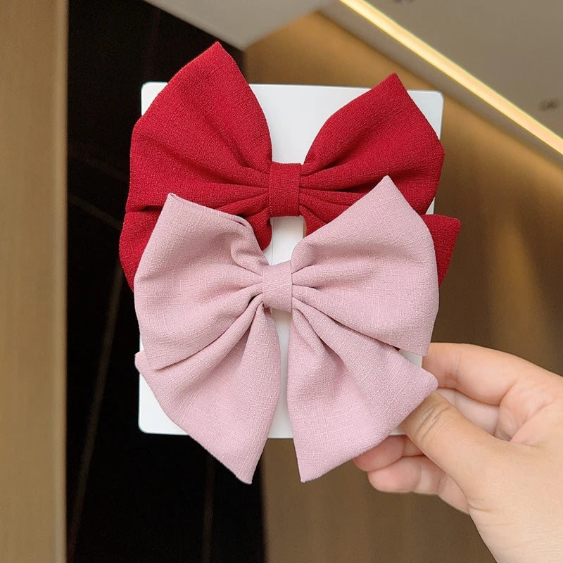 2PCS Solid Color Grosgrain Ribbon Hair Bows for Girls - Image 37