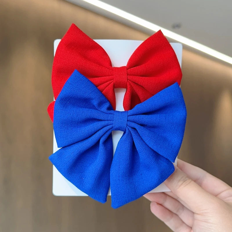 2PCS Solid Color Grosgrain Ribbon Hair Bows for Girls - Image 14