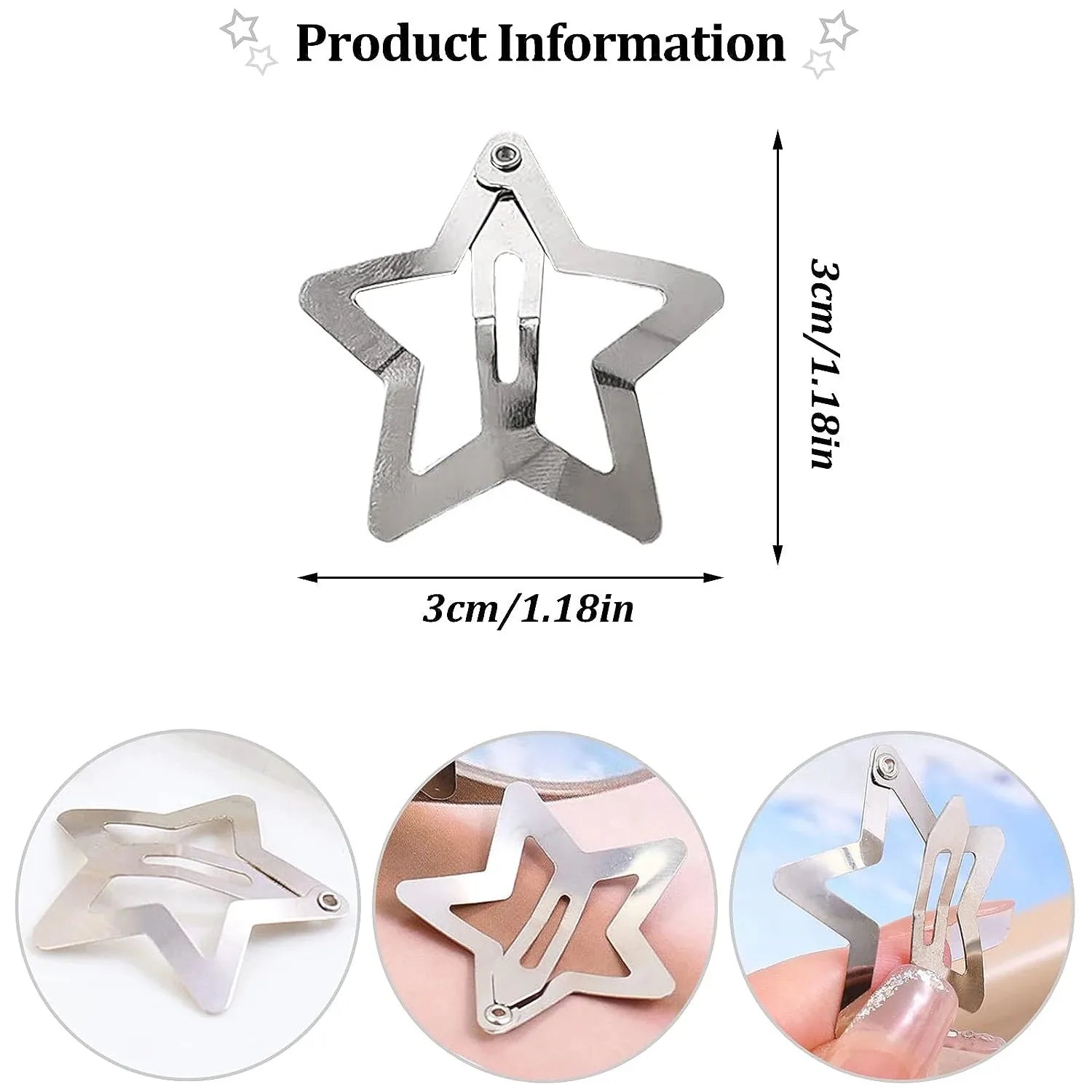 Y2K Silver Star Hair Clips – Stylish Hairpins for Trendsetters - Image 3