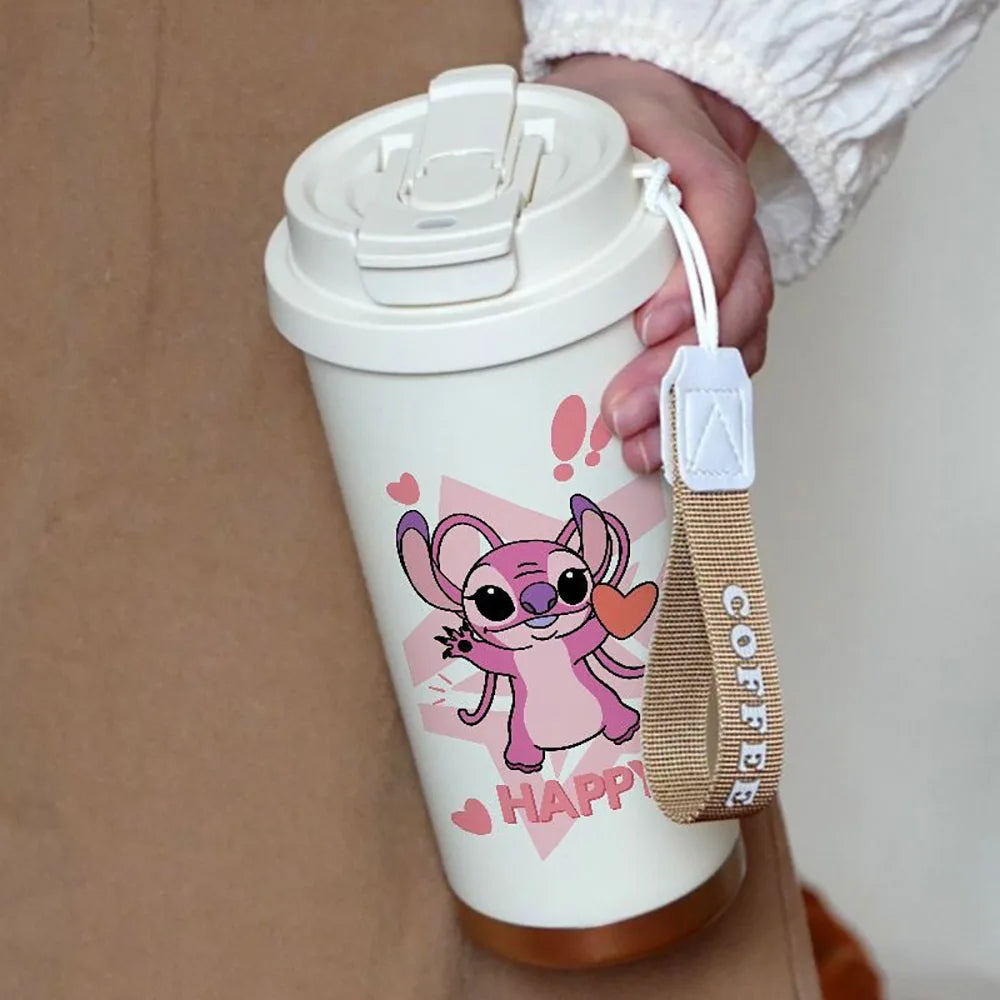 Kawaii Stitch Anime Straw Cup – 600ML Stainless Cartoon Thermos - Image 6