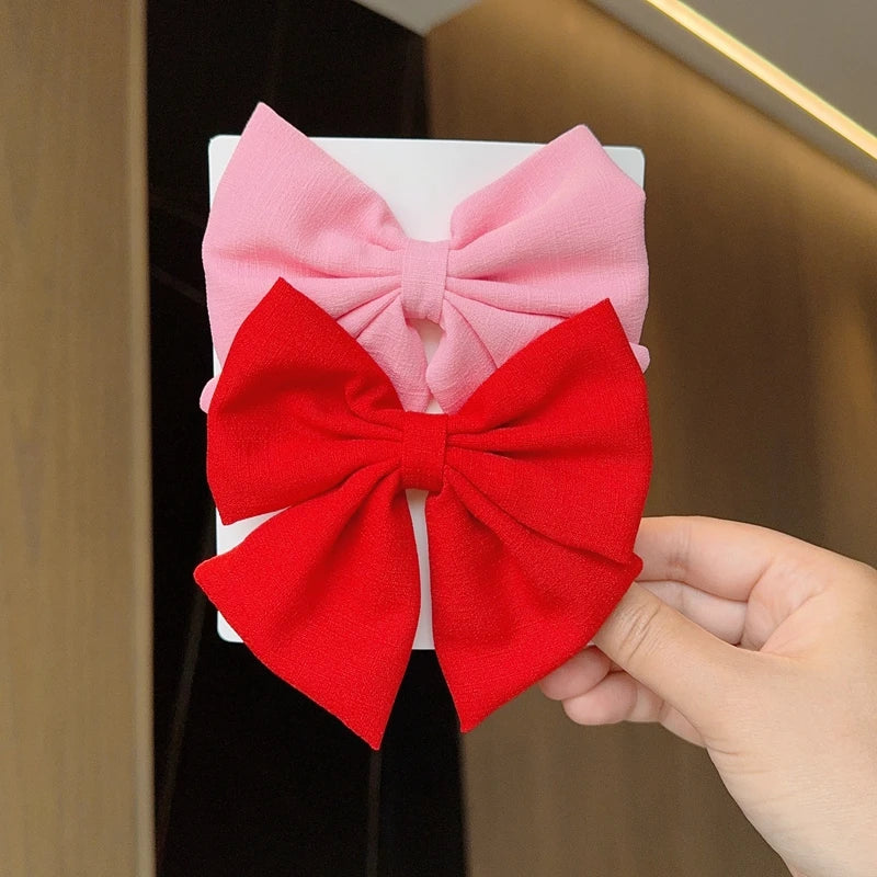 2PCS Solid Color Grosgrain Ribbon Hair Bows for Girls - Image 19