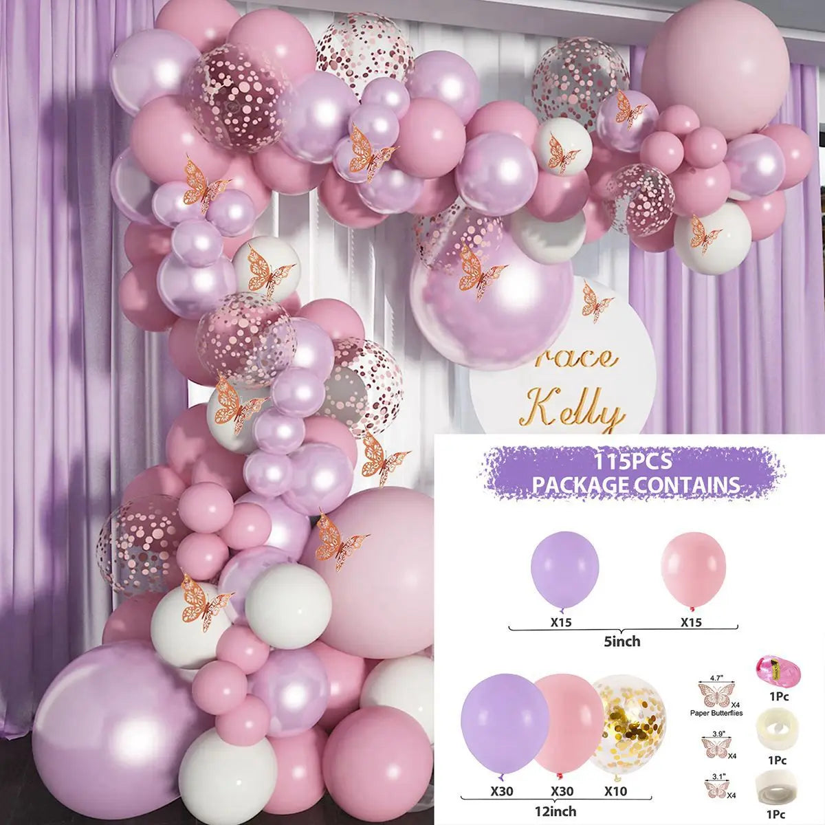 Purple Butterfly Balloon Garland Arch Kit - Image 9