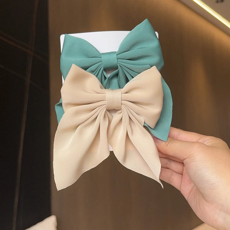 2PCS Solid Color Grosgrain Ribbon Hair Bows for Girls - Image 31