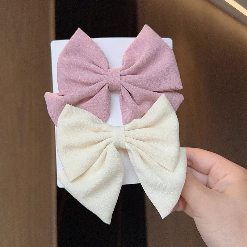 2PCS Solid Color Grosgrain Ribbon Hair Bows for Girls - Image 23