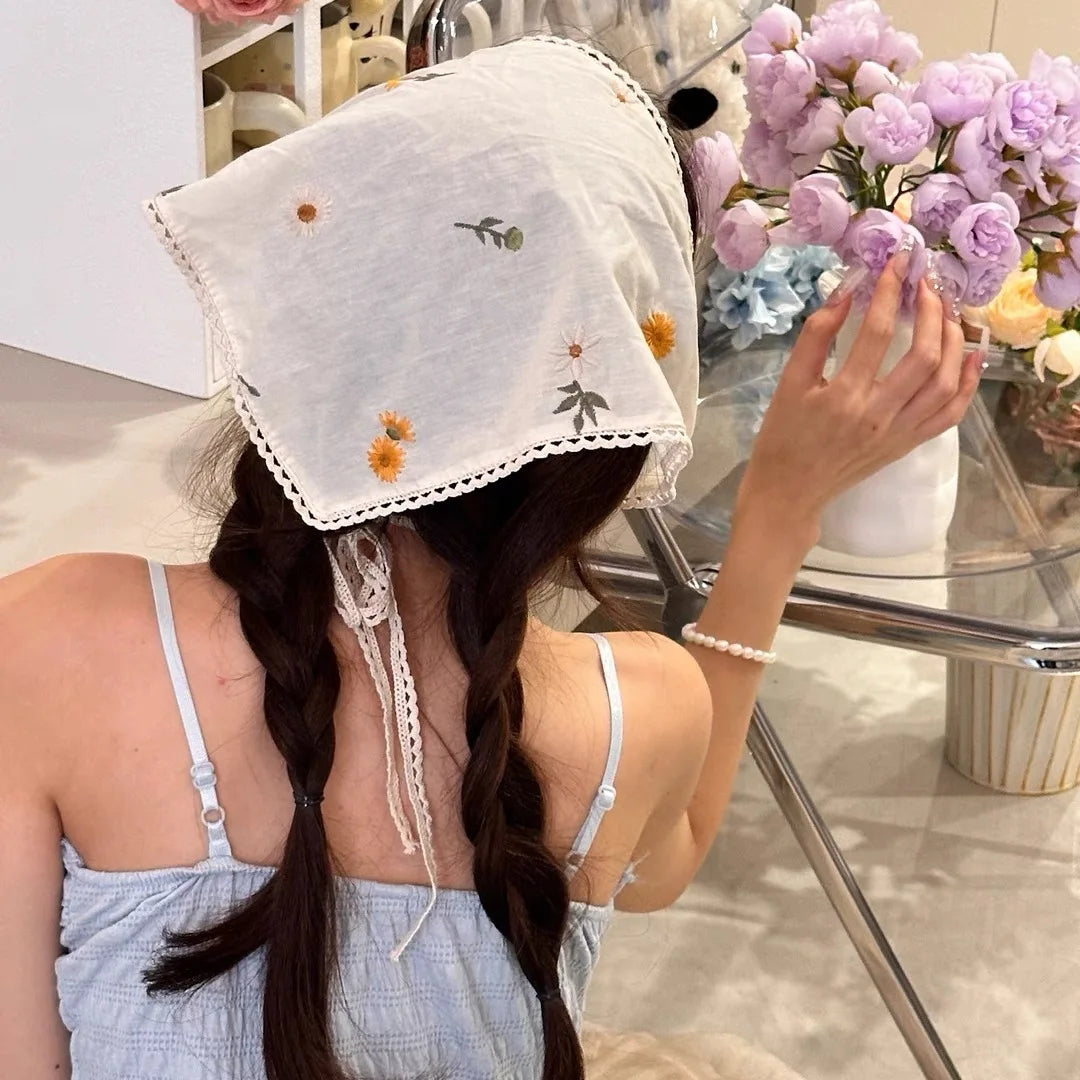 Fabric Printing Triangle Scarf Hair Bands – Floral Headbands for Women - Image 2