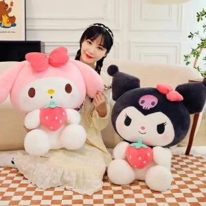 Sanrio Strawberry Kuromi Pillow Plush Toy – Soft Stuffed Animal