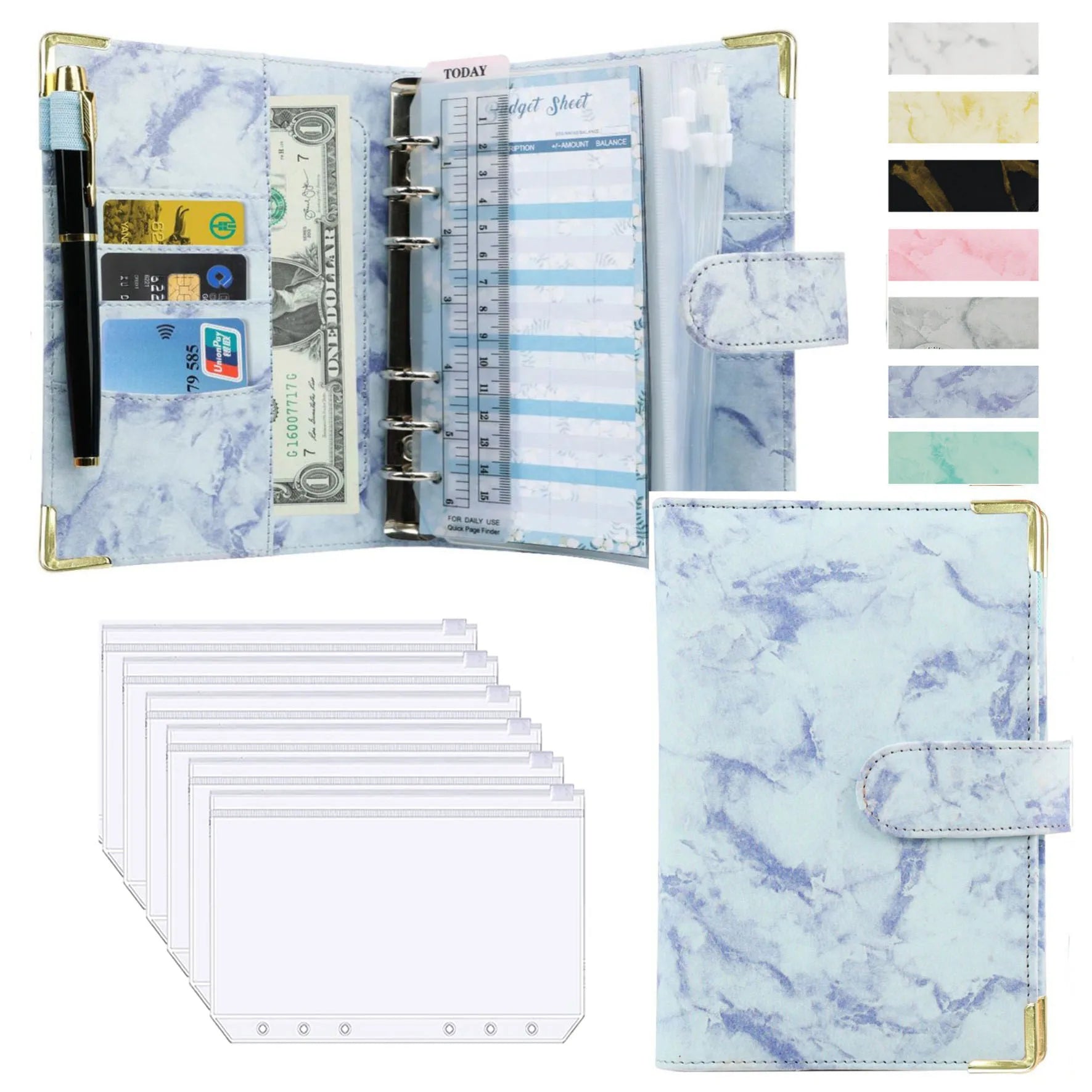A6 Money Saving Organizer: PU Leather Budget Binder & Marble Notebook - Image 15