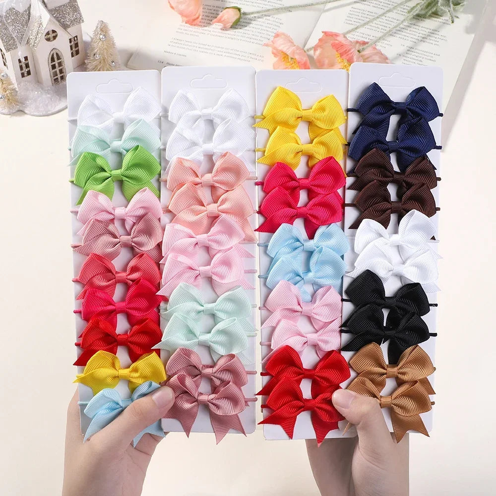 10Pcs Elastic Hair Ties with Ribbon Bows – Baby & Kids Gift Accessories