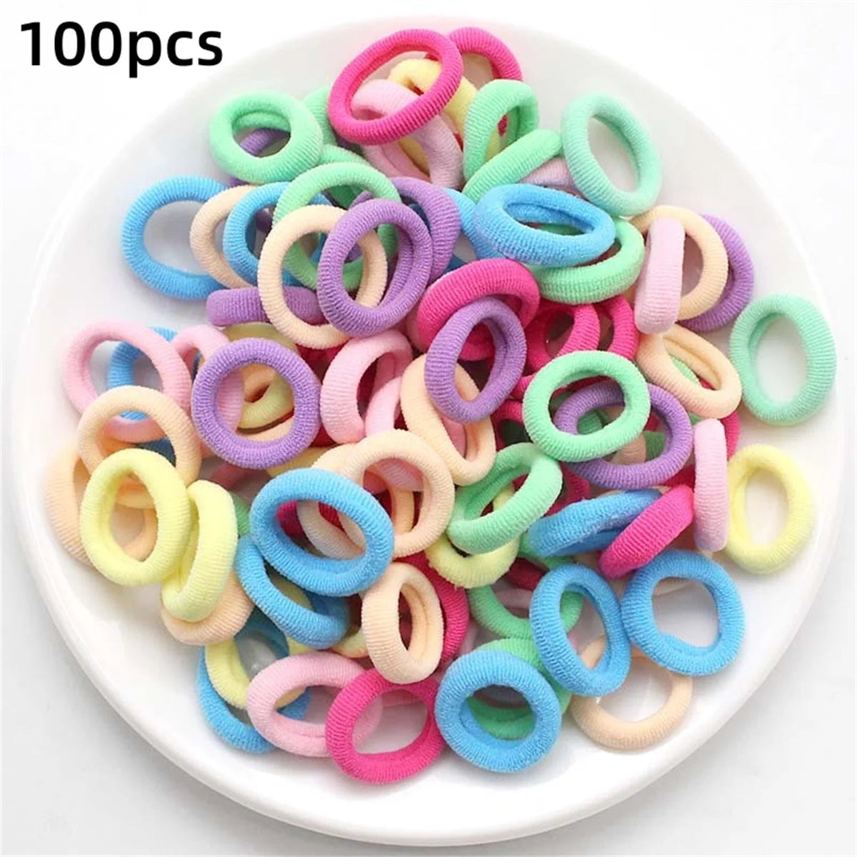100PCS Colorful Nylon Elastic Hair Ties – Perfect for Girls - Image 6