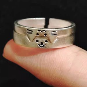 Cute Cat Dog Animal Couple Rings – Perfect for Valentine's Day