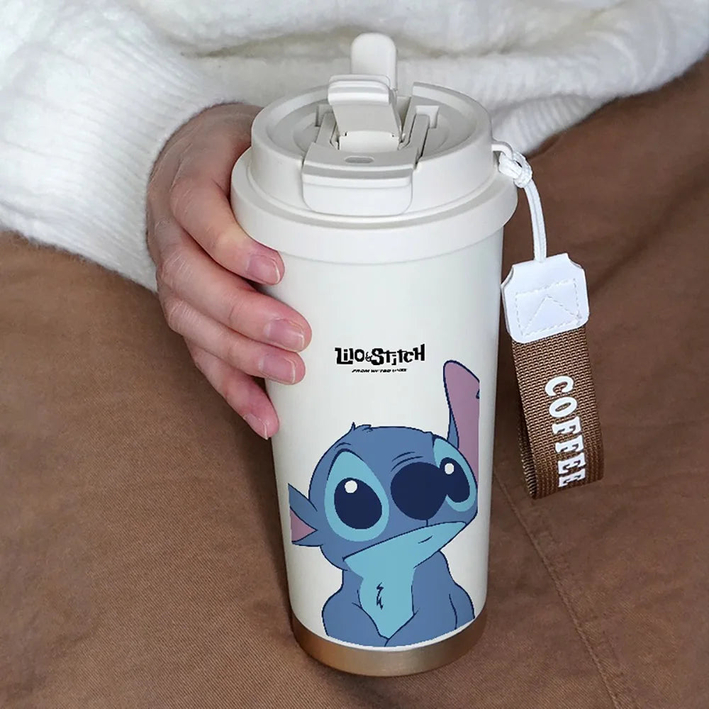 Kawaii Stitch Anime Straw Cup – 600ML Stainless Cartoon Thermos - Image 3