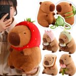 Adorable Strawberry Hat Capybara Plush Toy