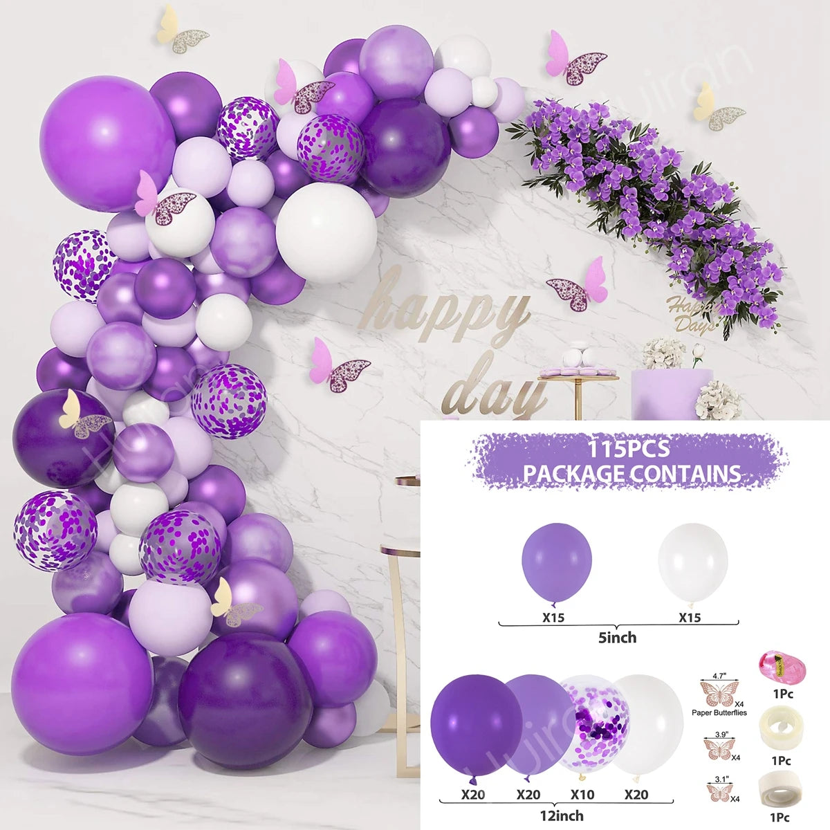 Purple Butterfly Balloon Garland Arch Kit - Image 7