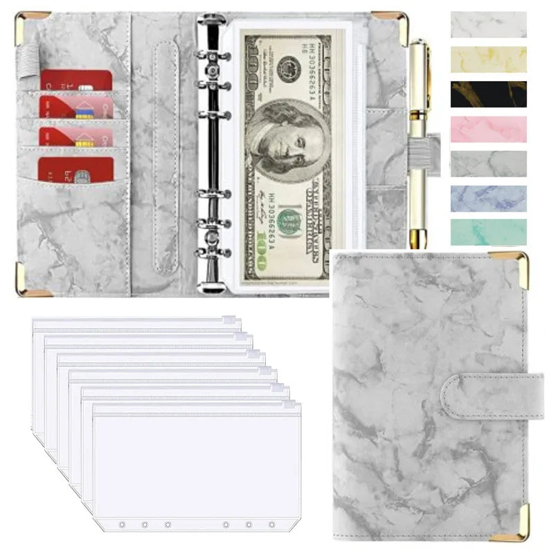 A6 Money Saving Organizer: PU Leather Budget Binder & Marble Notebook - Image 10