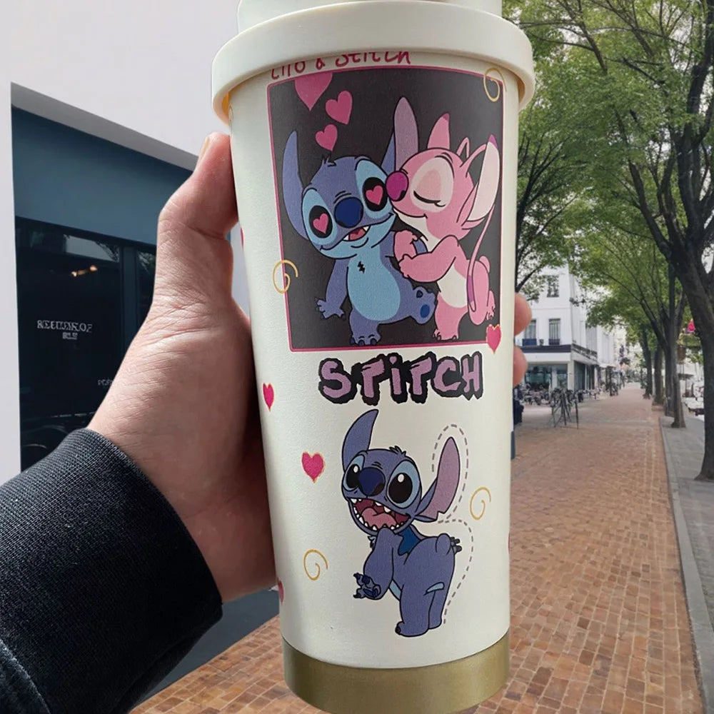 Kawaii Stitch Anime Straw Cup – 600ML Stainless Cartoon Thermos - Image 4