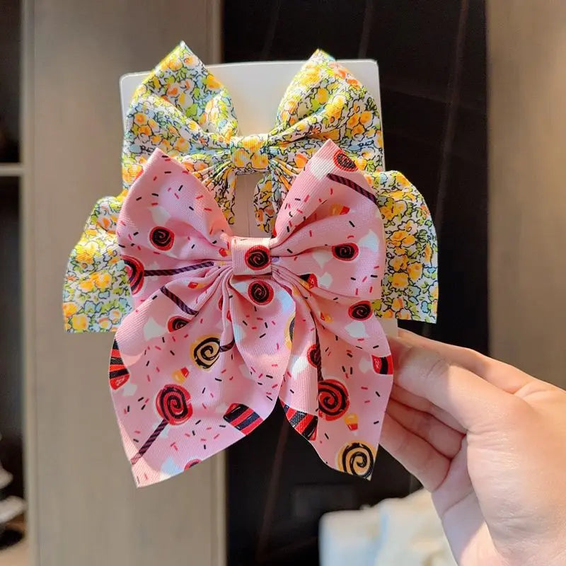 2PCS Solid Color Grosgrain Ribbon Hair Bows for Girls - Image 8