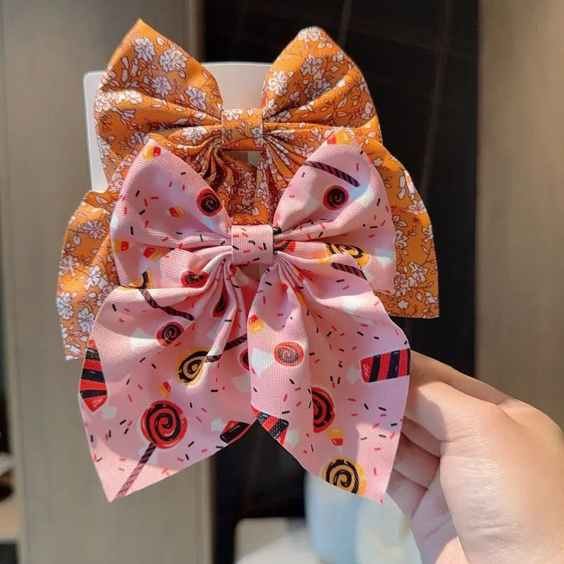 2PCS Solid Color Grosgrain Ribbon Hair Bows for Girls - Image 18