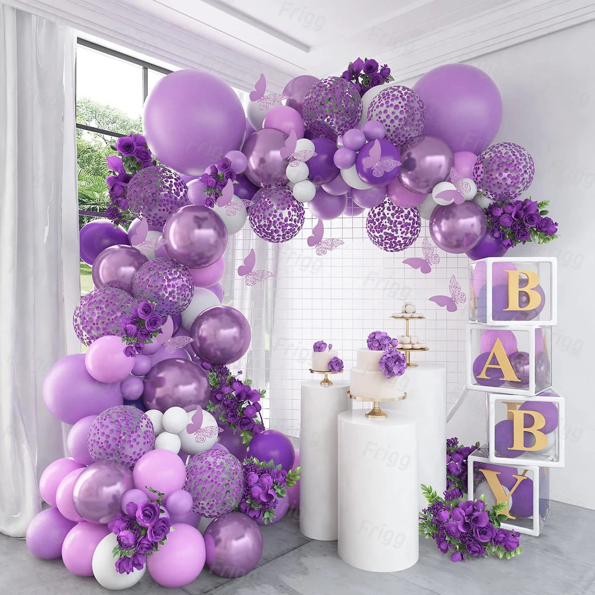 Purple Butterfly Balloon Garland Arch Kit - Image 2